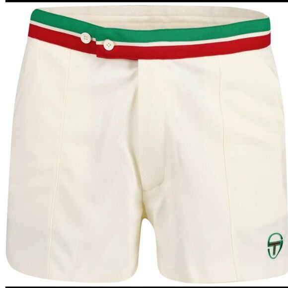 Sergio Tacchini Wimbledon Jimmy Tennis Shorts Gardenia (Off White) Size Large - Picture 1 of 8